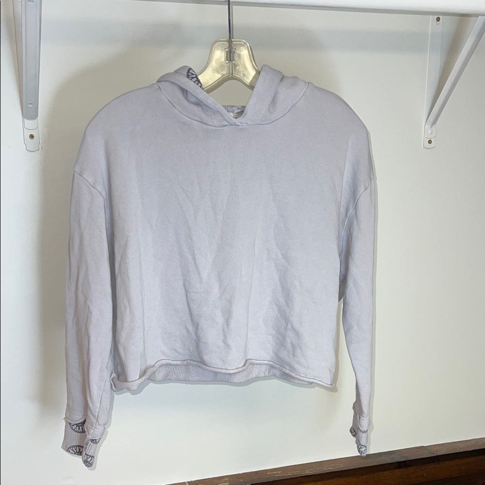 Monrow x Soulcycle Light Gray Cropped Hoodie Sweatshirt- M